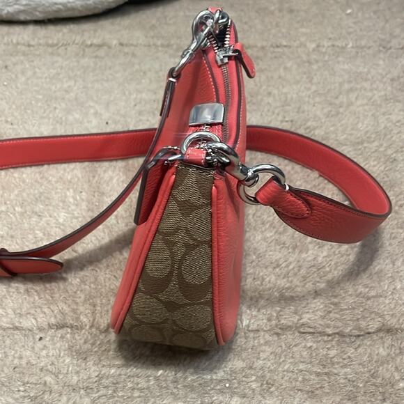 Coach Crossbody Shoulder Bag with Matching Card Holder Tangerine Khaki New $496 - Picture 10 of 14